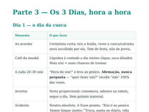 O roteiro dos 3 dias, hora a hora